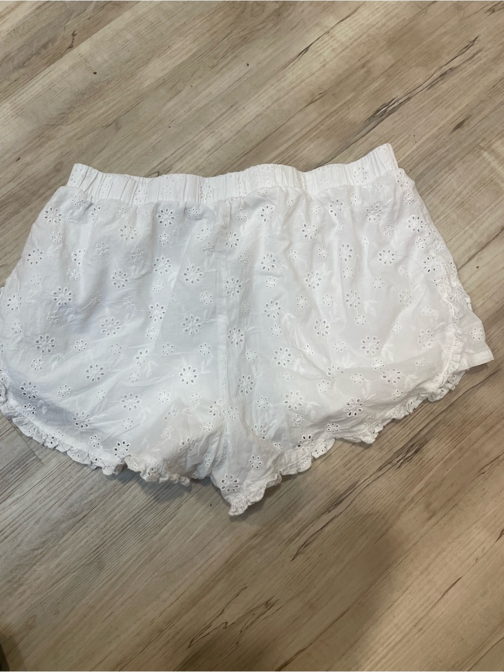 Celebrity Pink White Eyelet Lounge Shorts with Lace Trim - Picture 2 of 3